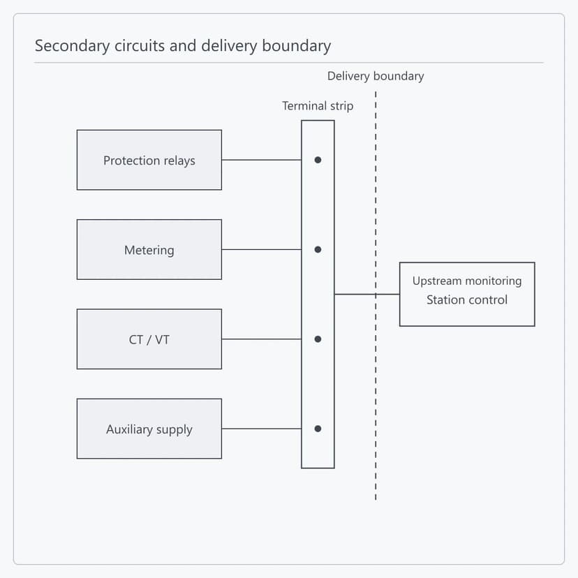 Secondary circuits brought to the terminal strip as the delivery boundary on the KYN550-12