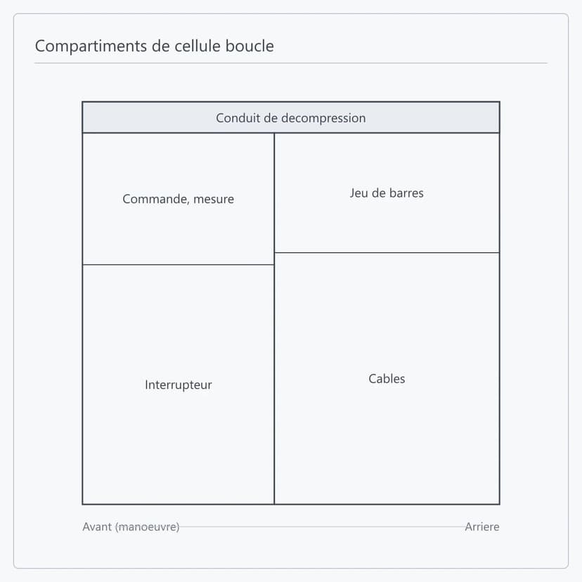 Vue latérale du compartimentage d'une cellule en boucle