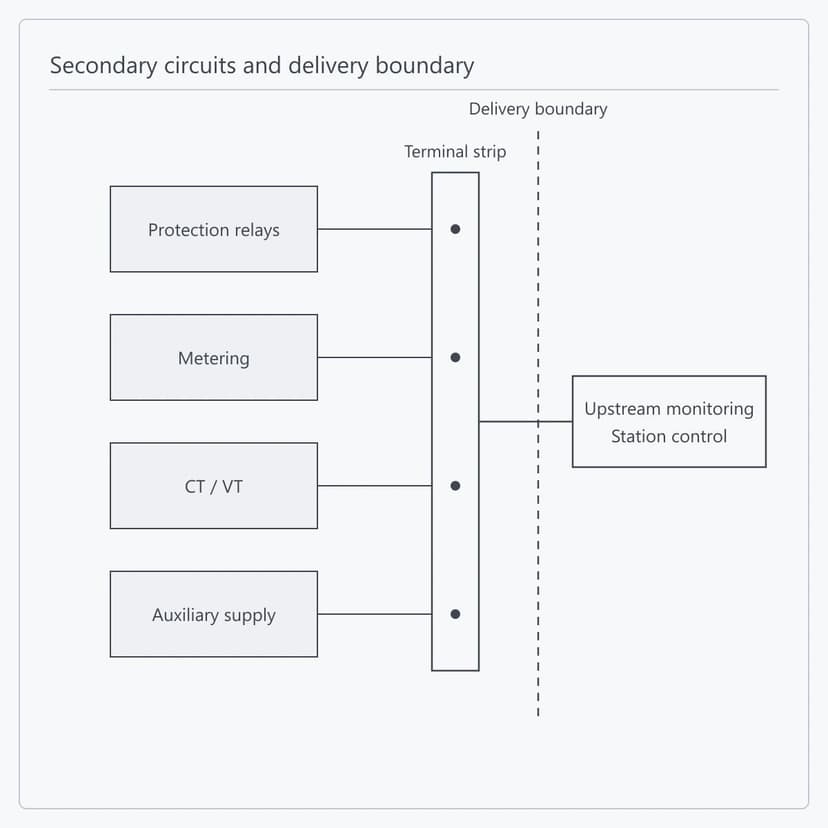 Secondary circuits brought to the terminal strip as the delivery boundary on the KYN28A-12