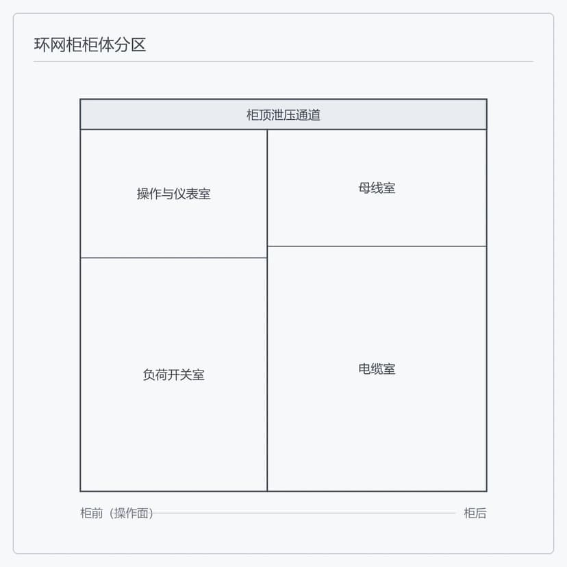 环网柜隔室布置侧视示意图