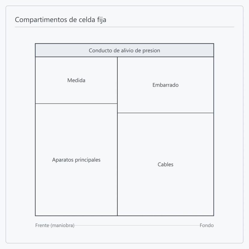 Vista lateral de los compartimentos de una celda fija XGN