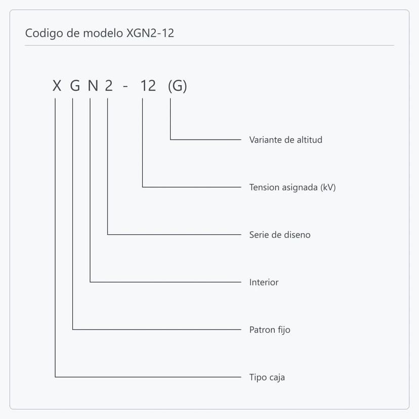 Desglose posición por posición de la designación XGN2-12(G)