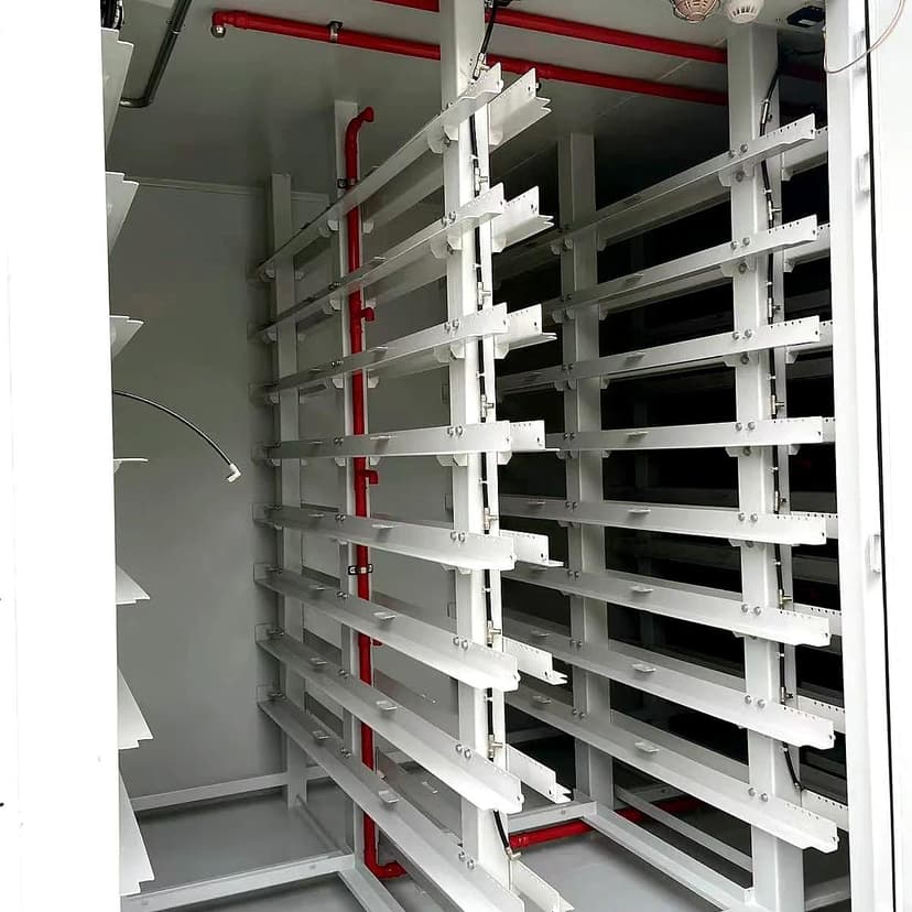 Racks batteries multi-rangées dans la cabine